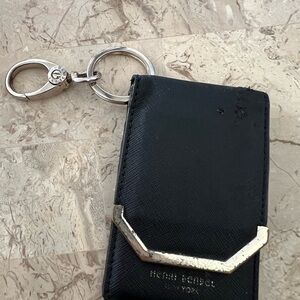 Henri Bendel Black Key & Card Holder with Silver Hardware